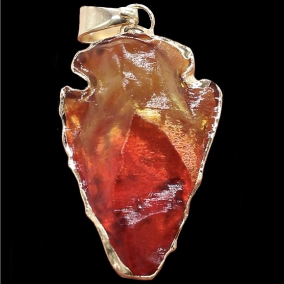 Ombre Arrowhead- Angel Aura Rainbow Quartz Striking Tip Point Head Gold Necklace - Picture 4 of 14